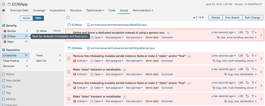 SonarQube Screenshot